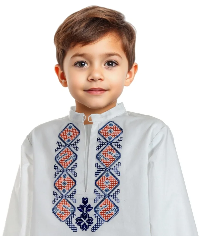 Vyšívaná detská folklórna chlapčenská košeľa k Čičmianskemu kroju - krížiková výšivka Čičmany