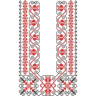 Ľudová výšivka RADKO - farebná varianta: čierna - červená svetlá